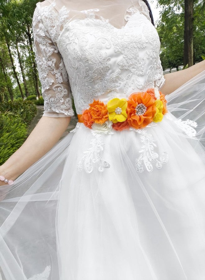 Oyabridal Orange Baby Shower Sash Maternity Sash Orange Pregnancy Sash Belt Baby Shower - Image 3